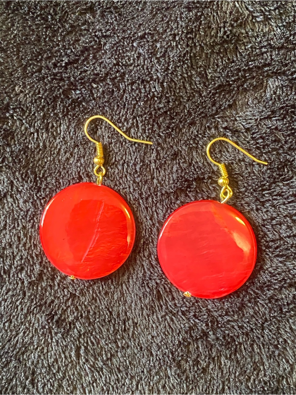 Red Round Drop Earrings - Women Jewelry